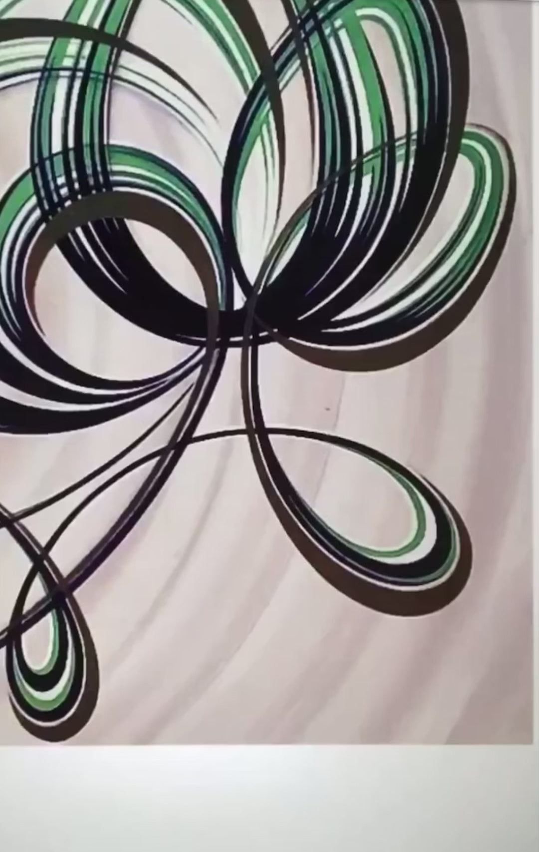 Funky green, purple and silver botanical print on paper.