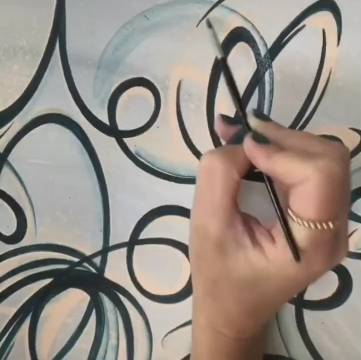 Hand painted original abstract decor. Painting in progress video.